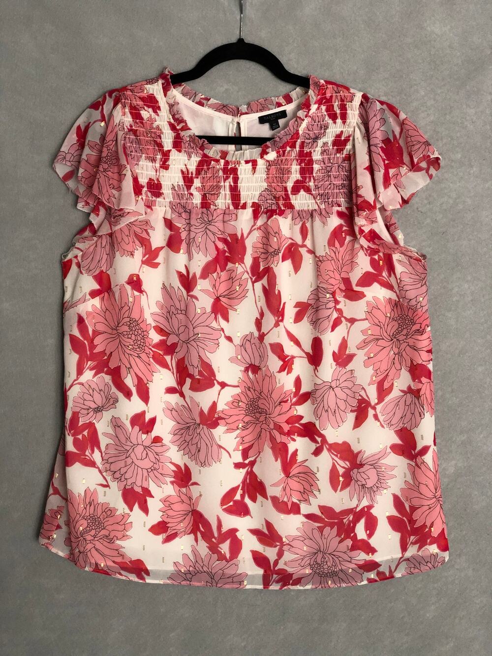 Talbots Plus Floral Top Smocked Ruffle Women's 1X